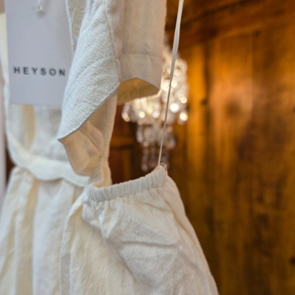 HEYSON Square Neck Crop Top | Cream Oatmeal Linen Look | Wide Strap Boho - Picture 6 of 12